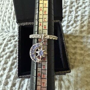 Silver and Tanzanite Moon and Star Ring